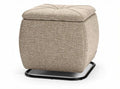 Upholstered storage ottoman with soft fabric and metal base 40 x 40 x 40cm