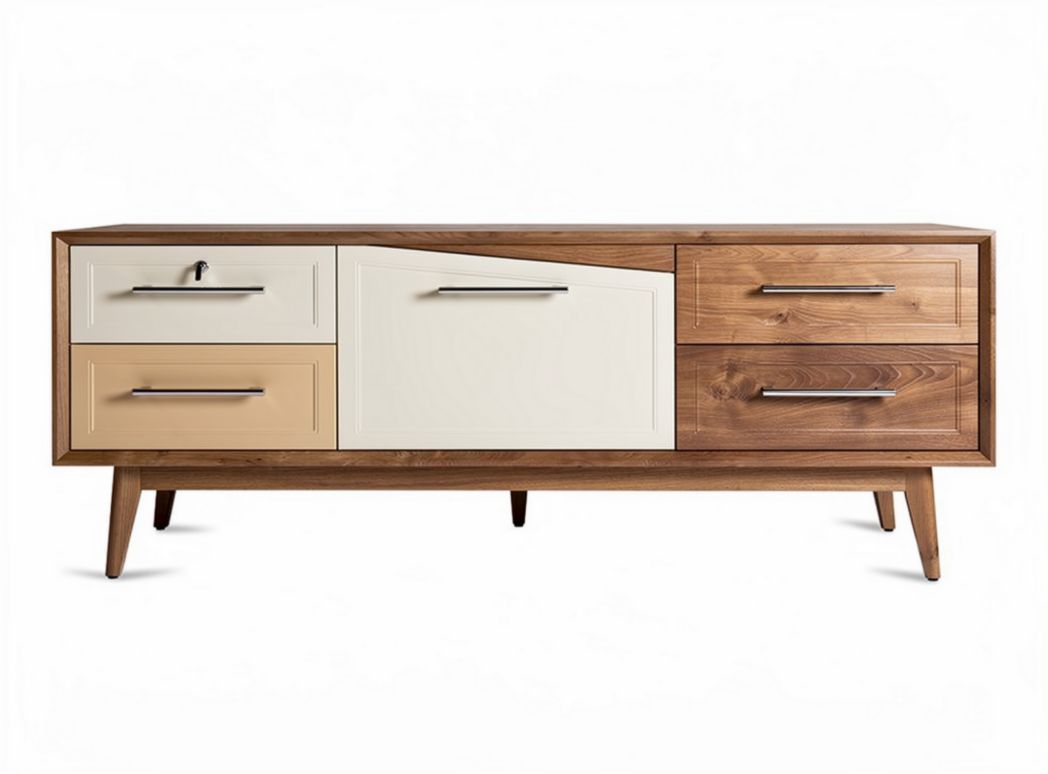 Wooden TV stand with storage drawers and compartments 150 x 40 x 50cm