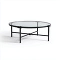 Glass coffee table with gold metal frame and oval shape 100 x 50 x 40cm