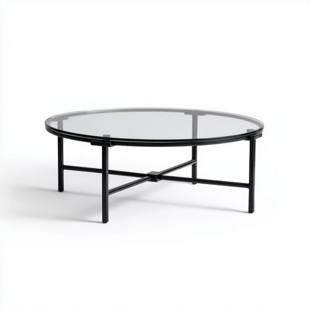 Glass coffee table with gold metal frame and oval shape 100 x 50 x 40cm