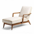 Upholstered lounge chair with wooden frame in cream fabric 100 x 70 x 80cm