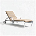 Aluminum outdoor lounge chair with adjustable backrest and beige fabric 200 x 70 x 90cm