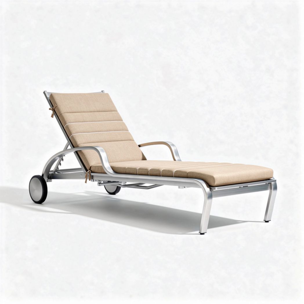 Aluminum outdoor lounge chair with adjustable backrest and beige fabric 200 x 70 x 90cm