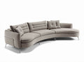 Curved corduroy sectional sofa with removable cushions in brown color