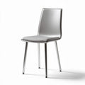 Plastic dining chair with stainless steel legs and grey cushion 45 x 45 x 85cm