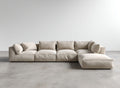 Light gray fabric sectional sofa with detachable cushions approximately 240 x 90 x 85cm