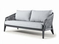 Outdoor patio sofa with gray fabric cushions and aluminum frame 200 x 80 x 85cm