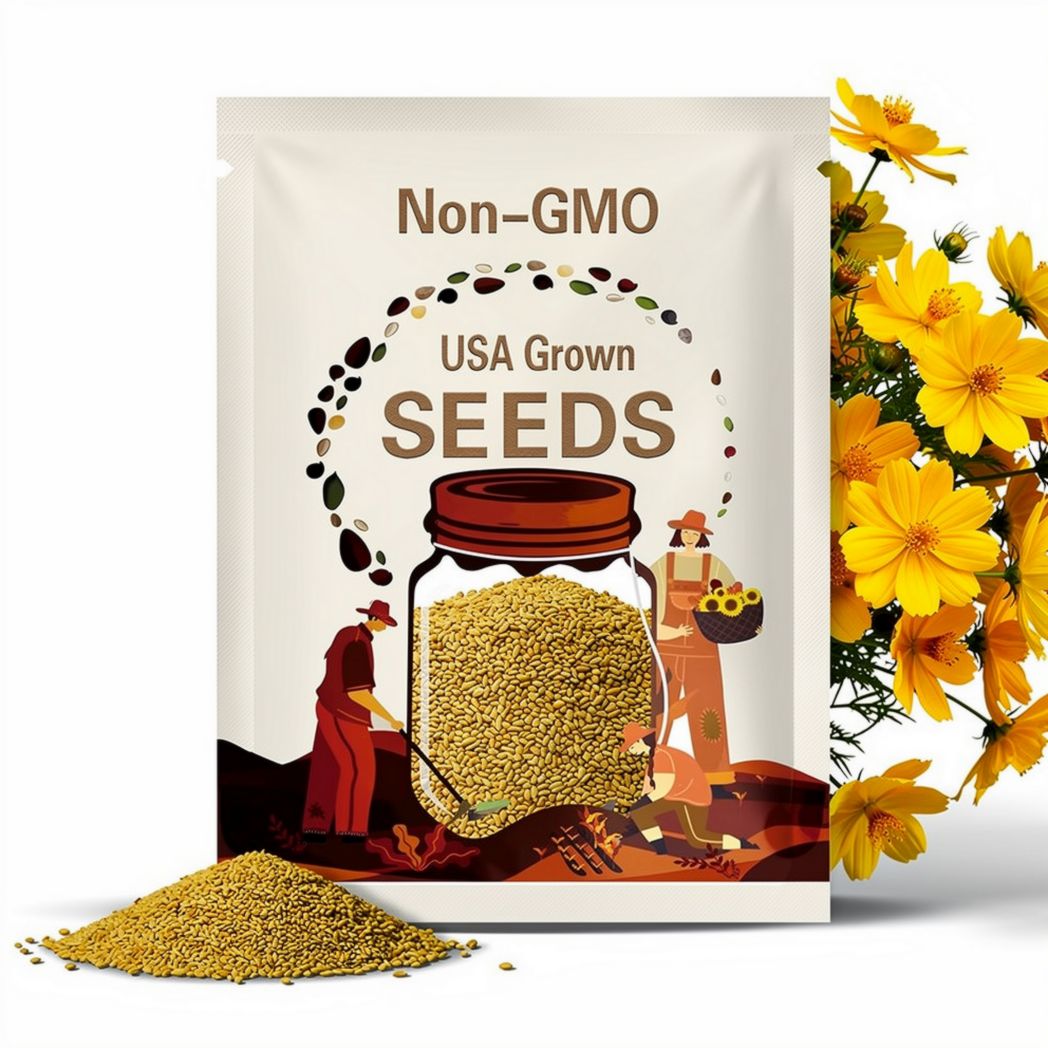 Sulphur Cosmos, Crest Gold Flower Seeds - Heirloom Seeds, Gold Blooms, Cosmos Sulphureus, Butterfly Garden, Pollinator Friendly, Non-GMO
