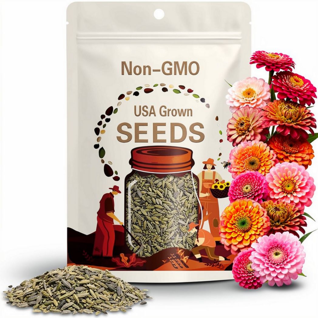 Zinnia Seeds: 15,300+ Non-GMO Heirloom Seeds - 4oz Pack